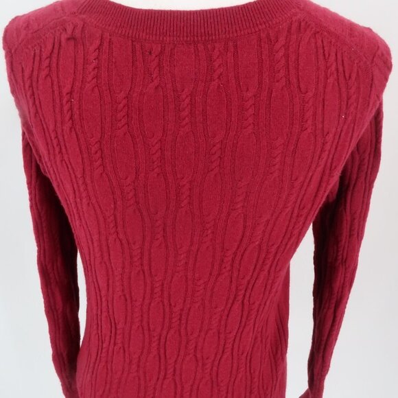 Banana Republic Maroon Red Cable Knit Sweater Fine Italian Yarn Filpucci Size M - Picture 6 of 8